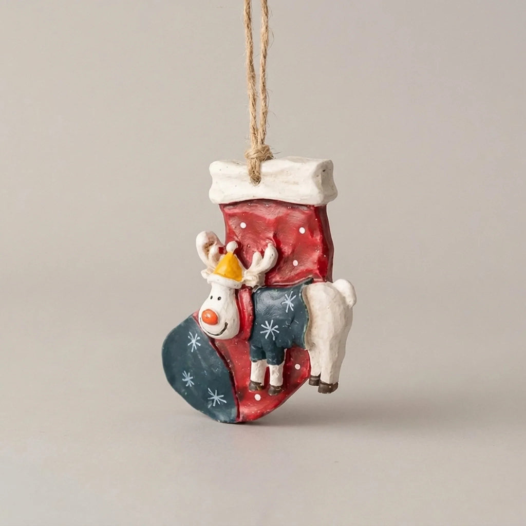 Custom Made Christmas Ornaments with Rustic Resin and Vintage Hand-Painted Design - Image 2