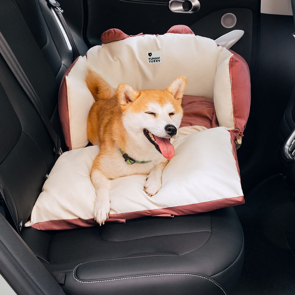 Dog Car Seat with Fold-Down Sides Safety Leash and Removable Cushions - Image 5