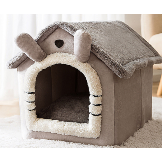 Dog House Bed and Cave with Removable Cushion Enclosed Indoor with Plush Sherpa Fleece - Image 1