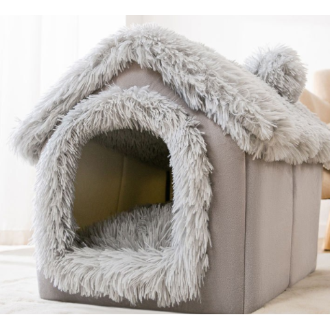 Dog House Bed and Cave with Removable Cushion Enclosed Indoor with Plush Sherpa Fleece - Image 10