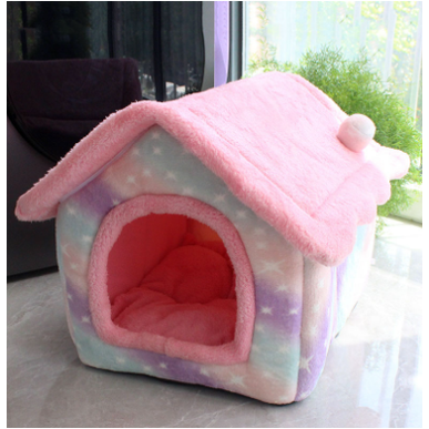 Dog House Bed and Cave with Removable Cushion Enclosed Indoor with Plush Sherpa Fleece - Image 4
