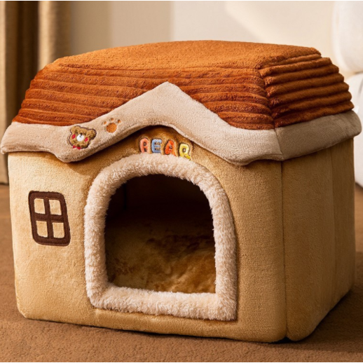Dog House Bed and Cave with Removable Cushion Enclosed Indoor with Plush Sherpa Fleece - Image 6