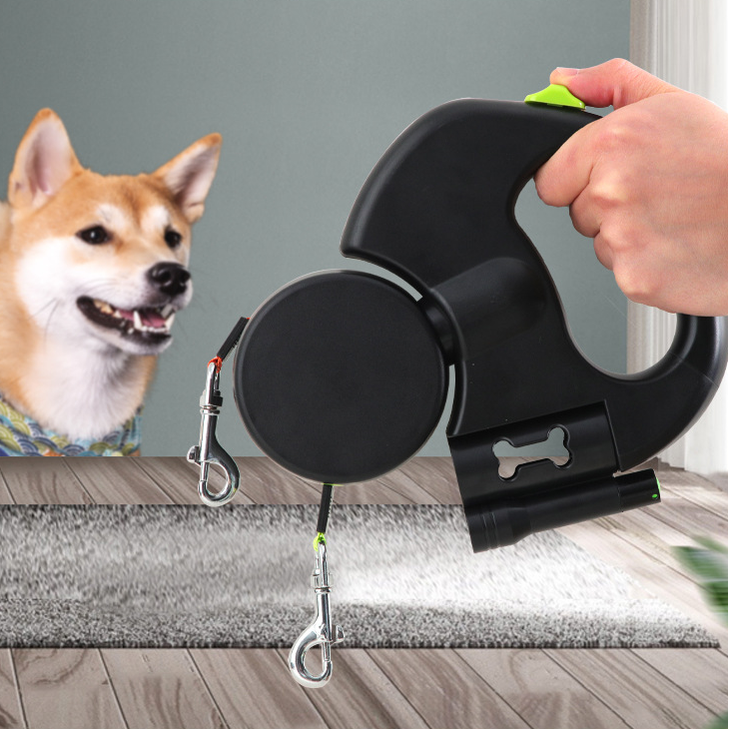 Dual Dog Leash Retractable with LED Flashlight and Bag Dispenser 360 Swivel - Image 15