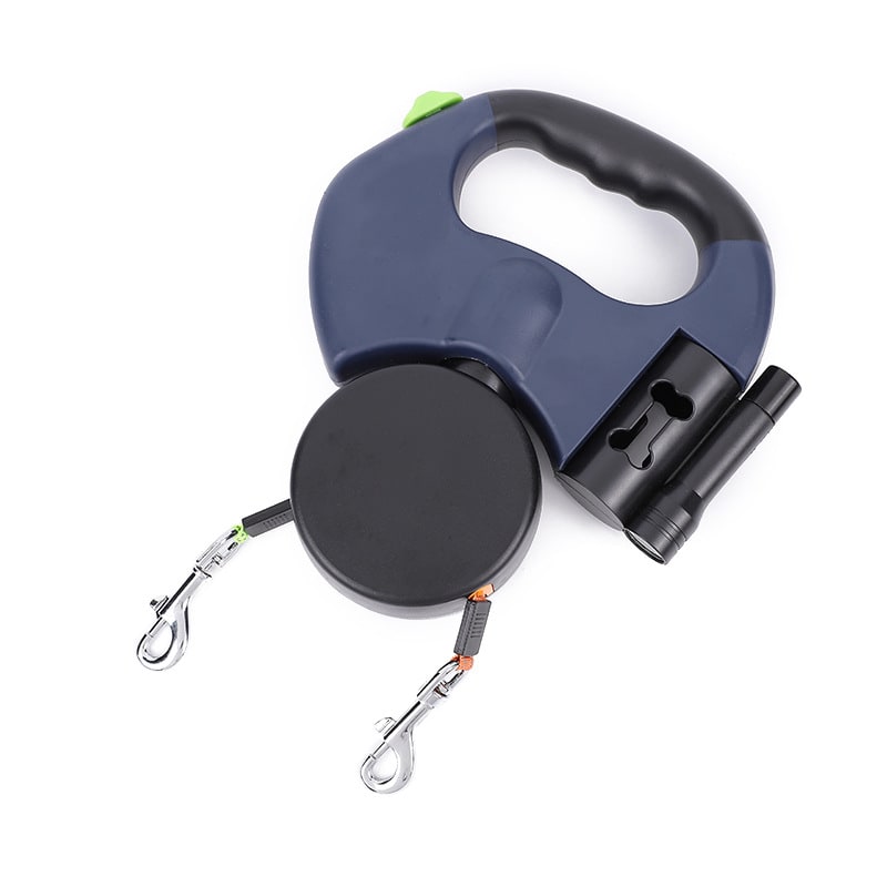 Dual Dog Leash Retractable with LED Flashlight and Bag Dispenser 360 Swivel - Image 3
