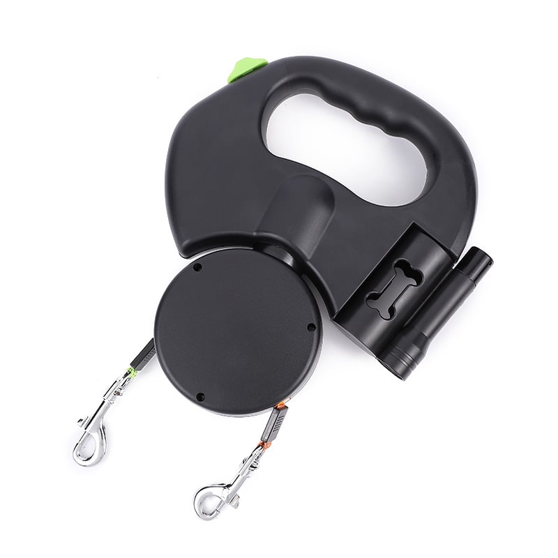 Dual Dog Leash Retractable with LED Flashlight and Bag Dispenser 360 Swivel - Image 4