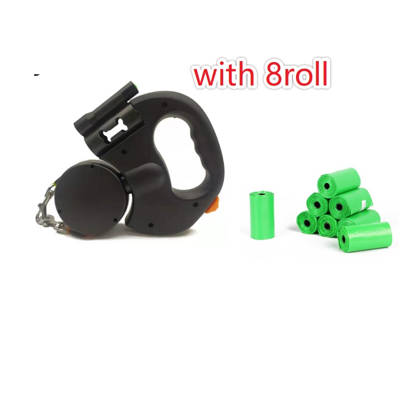 Dual Dog Leash Retractable with LED Flashlight and Bag Dispenser 360 Swivel - Image 7