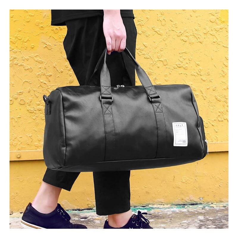 Duffle Bag for Gym and Workout with Faux Leather Shoulder Strap and Zippered Pockets - Image 3