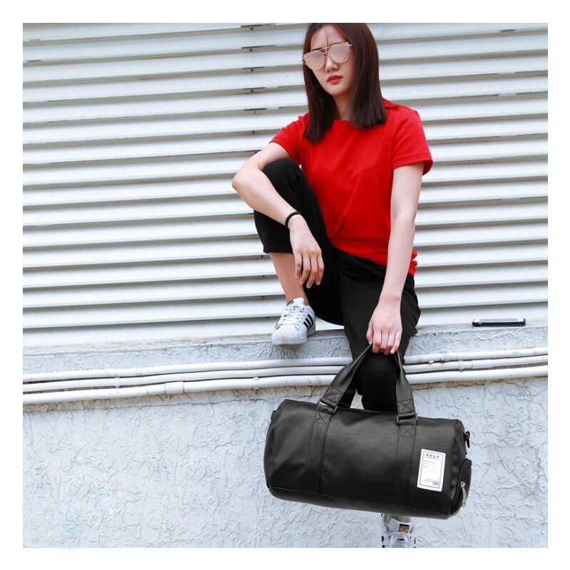 Duffle Bag for Gym and Workout with Faux Leather Shoulder Strap and Zippered Pockets - Image 5