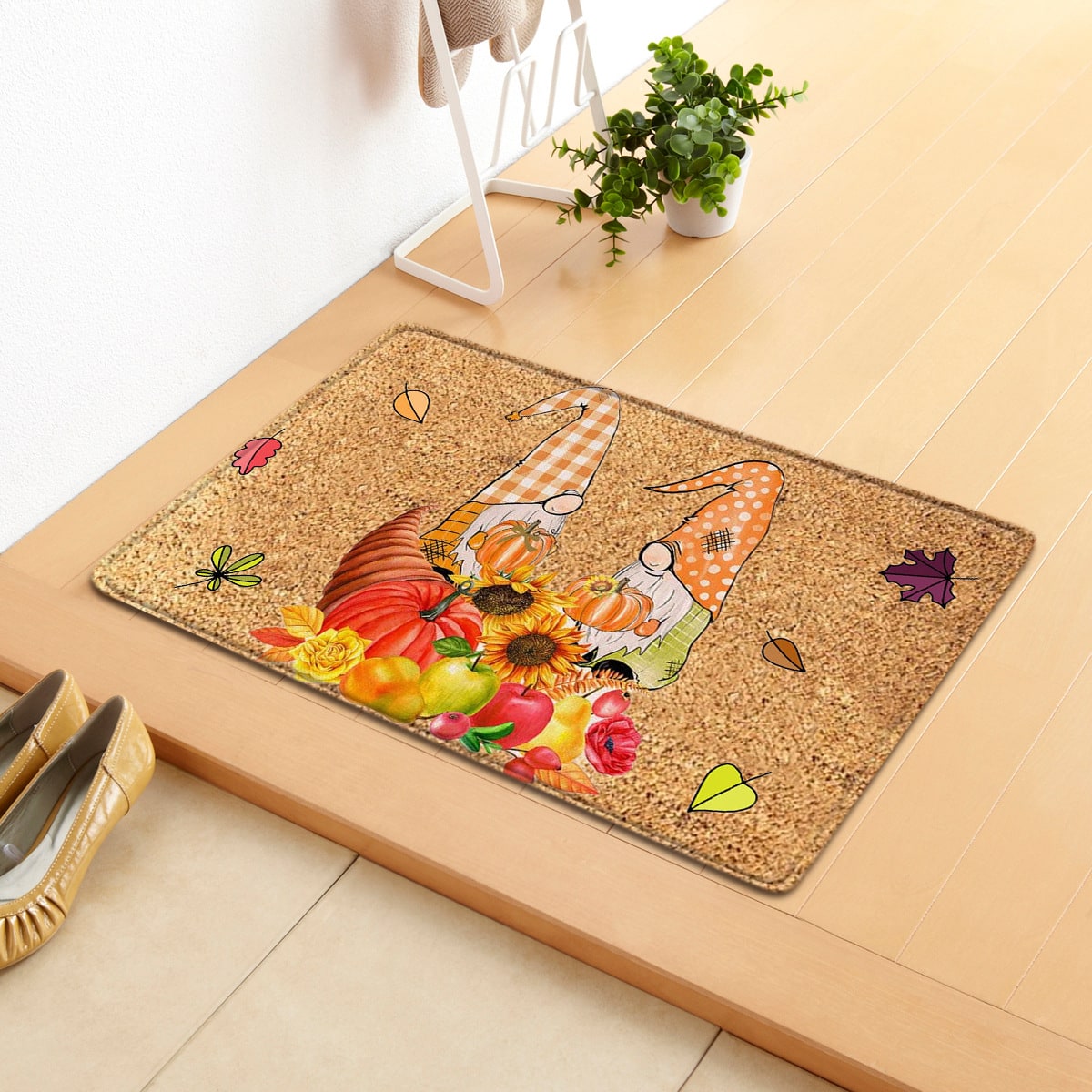 Fall Doormat with Autumn Pumpkin and Gnome Design for Entryway - Image 1