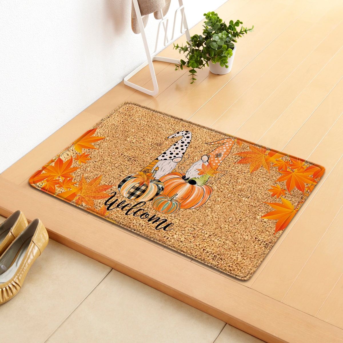 Fall Doormat with Autumn Pumpkin and Gnome Design for Entryway - Image 3