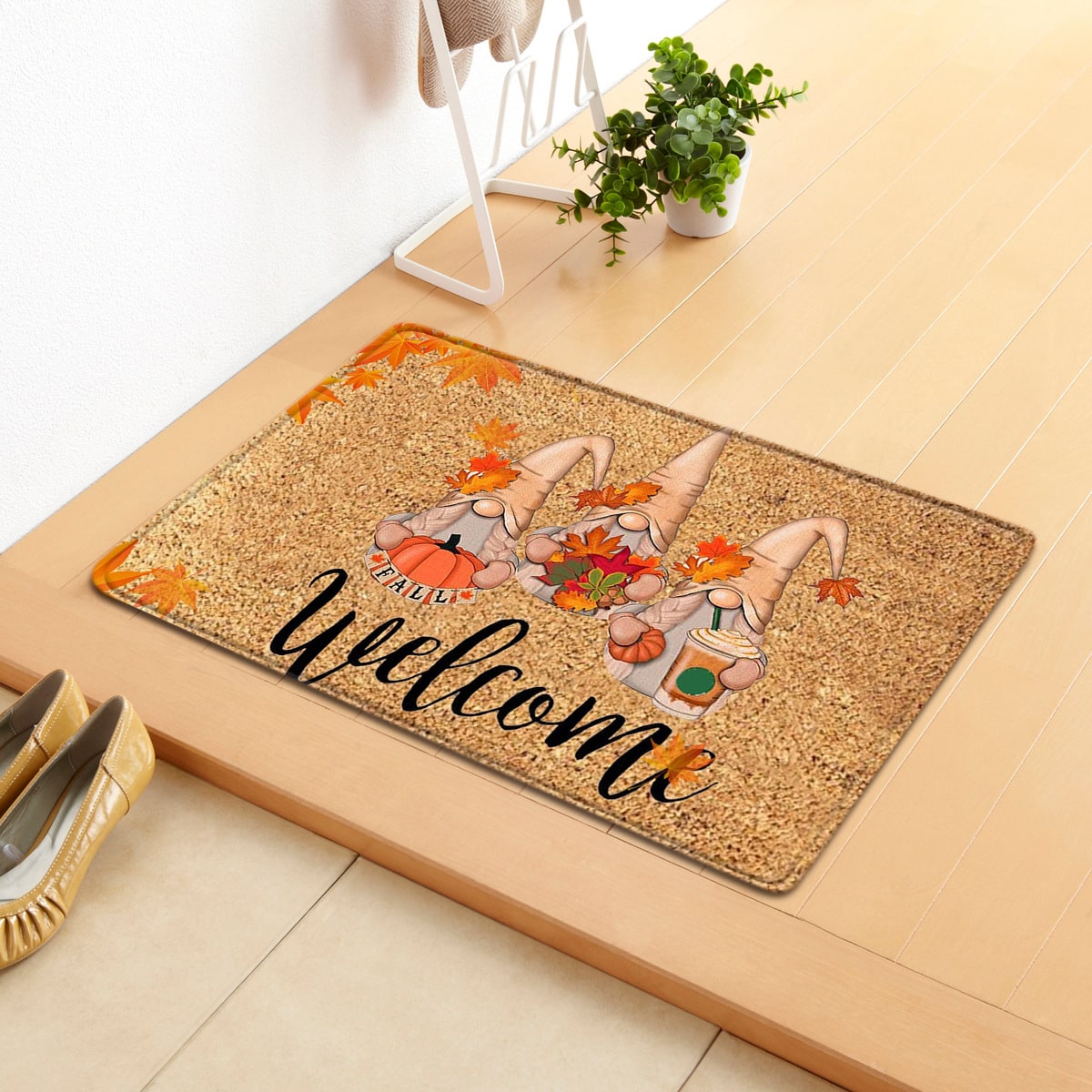 Fall Doormat with Autumn Pumpkin and Gnome Design for Entryway - Image 4