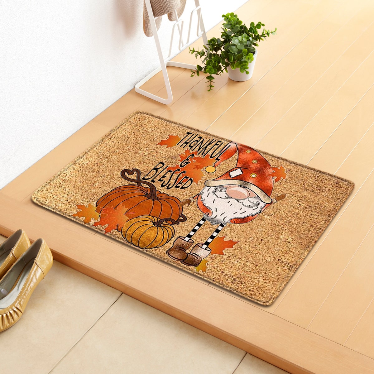 Fall Doormat with Autumn Pumpkin and Gnome Design for Entryway - Image 6