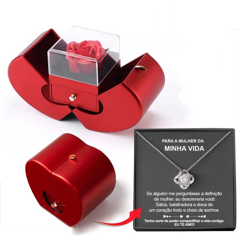 Girls' Jewelry Gift Box with Preserved Rose Pendant and Pull-Out Drawer Maid Of Honor Proposal - Image 13