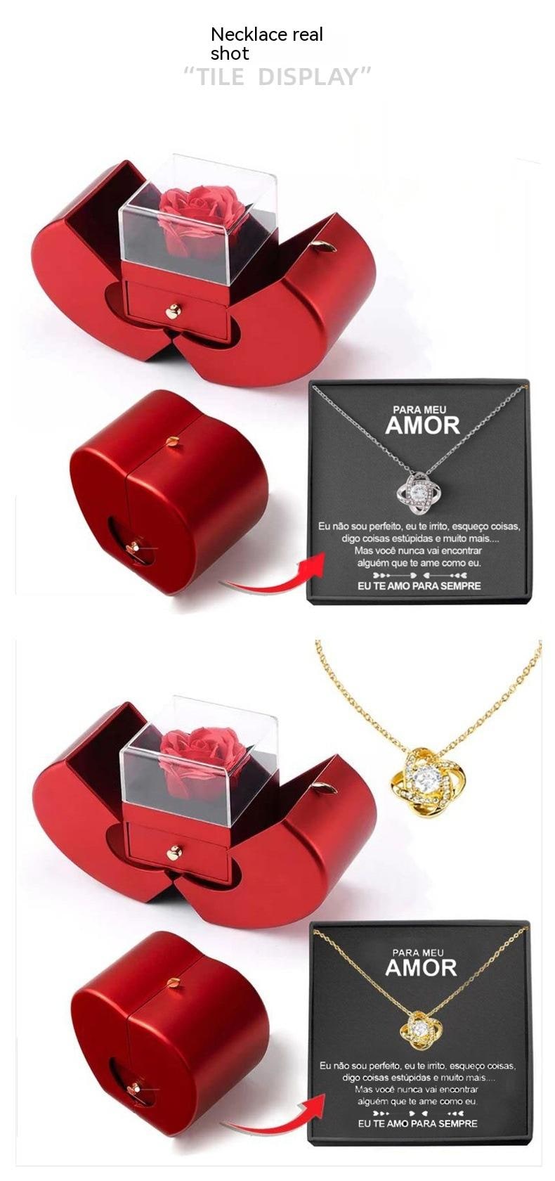 Girls' Jewelry Gift Box with Preserved Rose Pendant and Pull-Out Drawer Maid Of Honor Proposal - Image 25