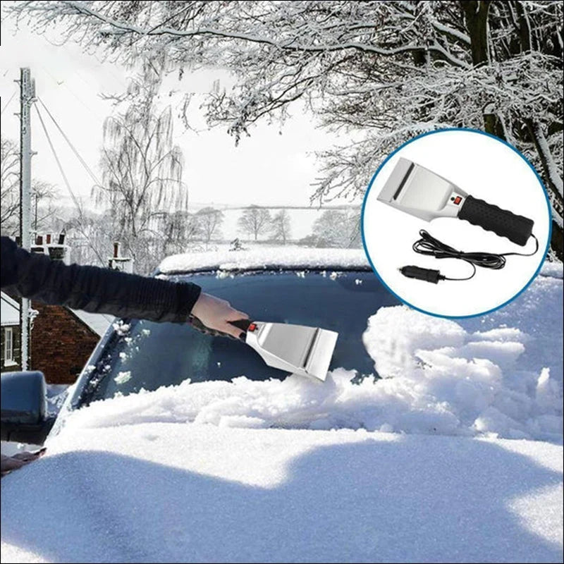 Heated Car Ice Scraper with 12v Power Cord and LED Light for Windshield - Image 1