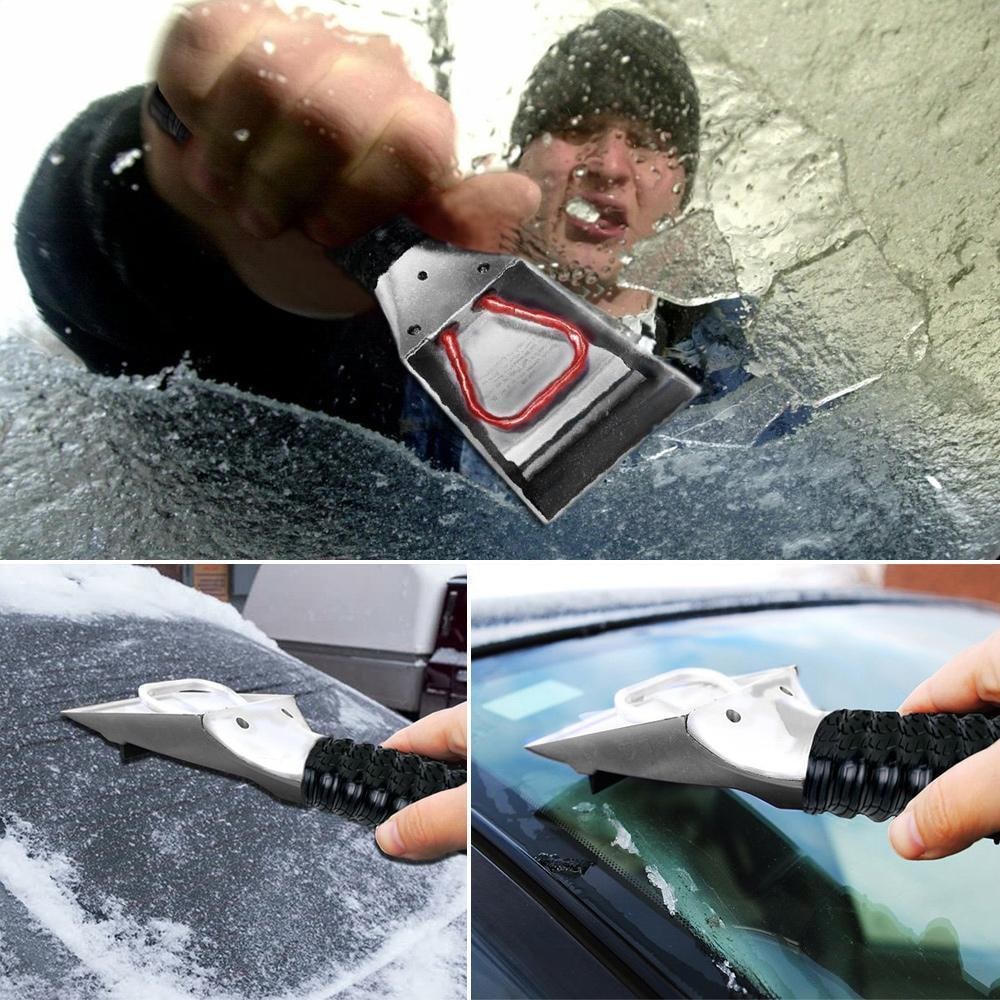 Heated Car Ice Scraper with 12v Power Cord and LED Light for Windshield - Image 2