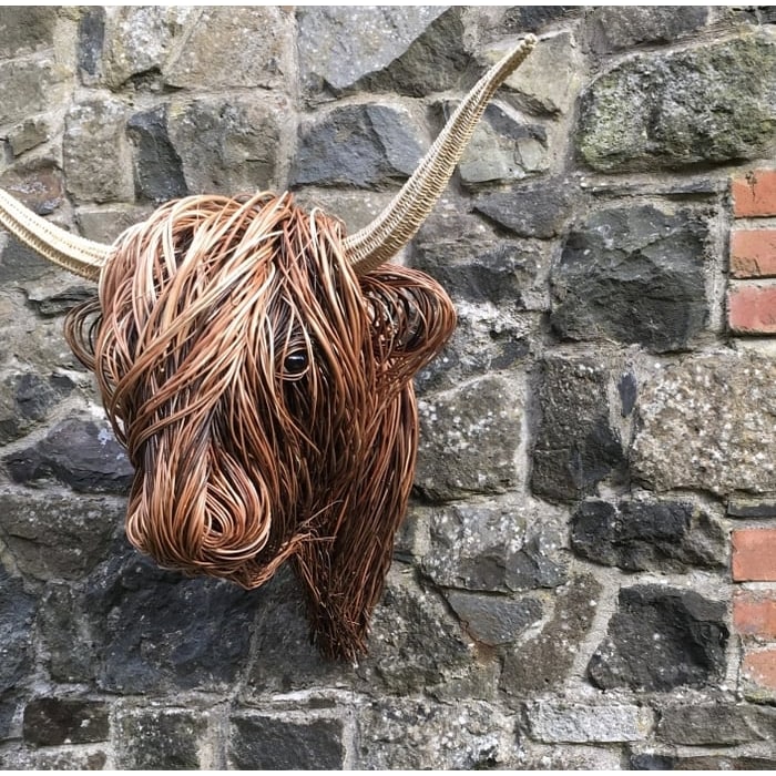 Highland Cow Wall Sculpture with Handmade Woven Wire and Large Rustic Art Design - Image 2