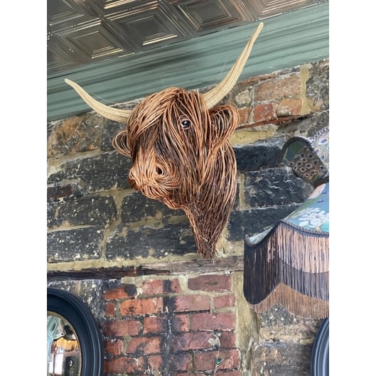 Highland Cow Wall Sculpture with Handmade Woven Wire and Large Rustic Art Design - Image 3