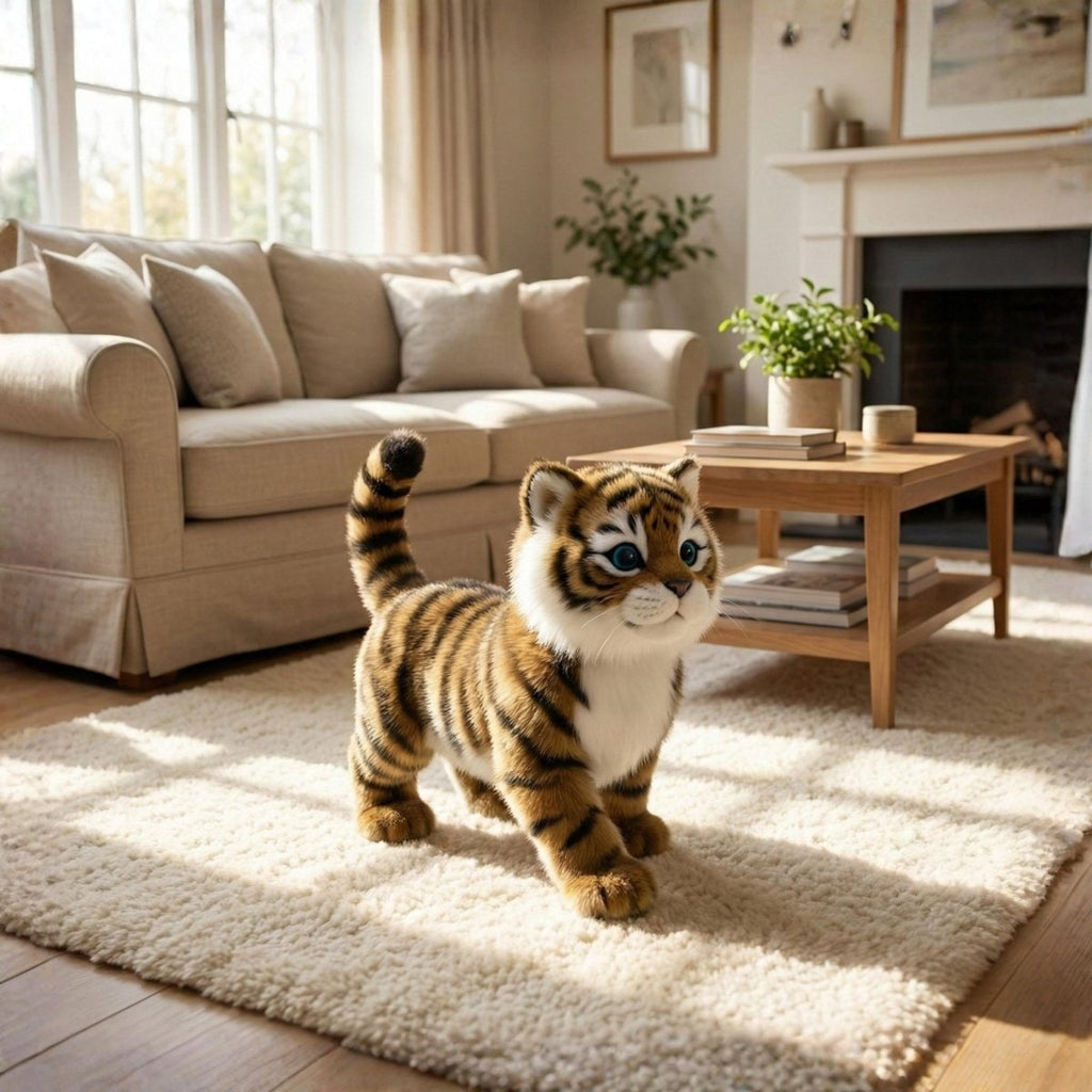 Interactive Pet Toy Robotic Tiger Cub with Walking Meowing and Tail Wagging Action - Image 1