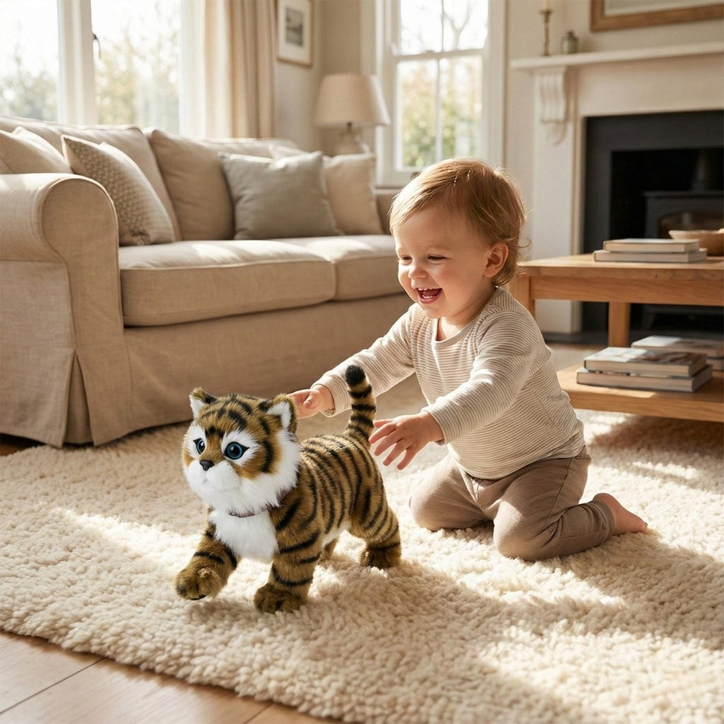Interactive Pet Toy Robotic Tiger Cub with Walking Meowing and Tail Wagging Action - Image 4