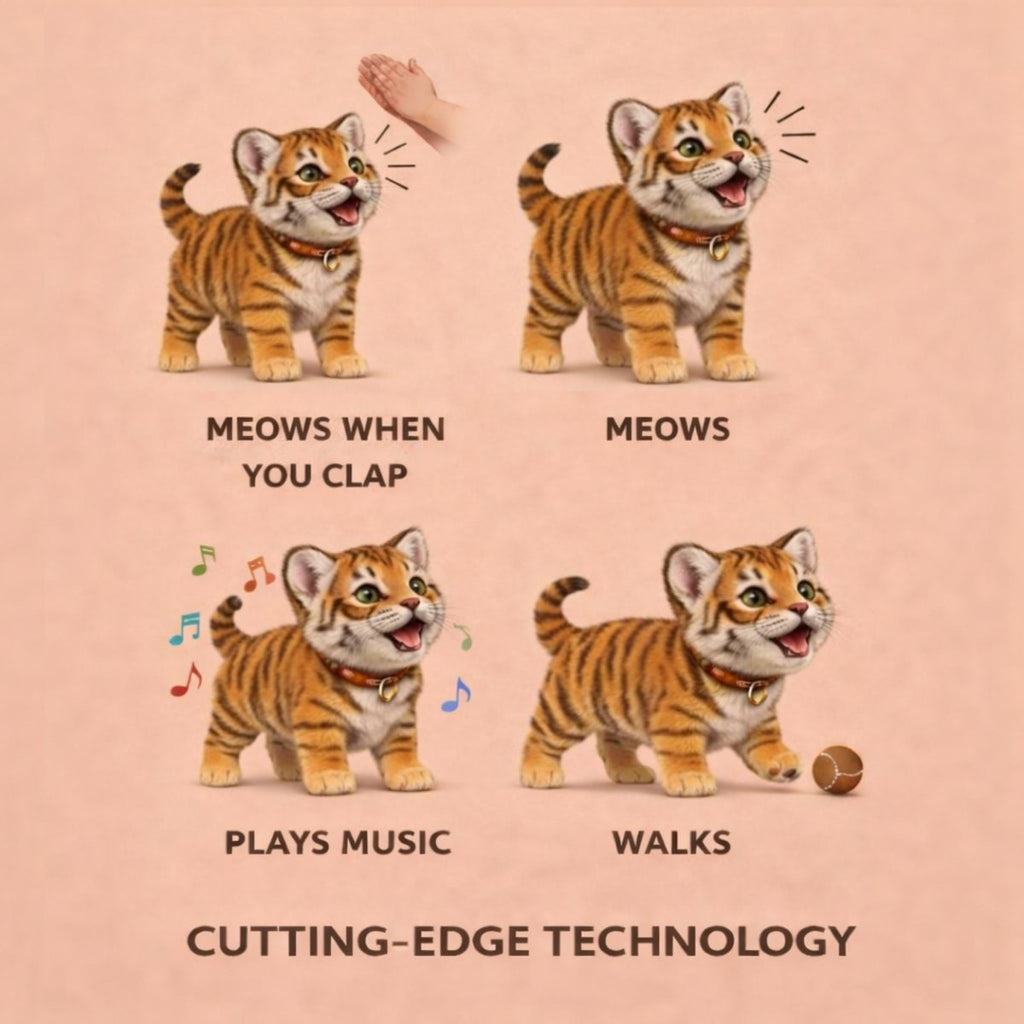Interactive Pet Toy Robotic Tiger Cub with Walking Meowing and Tail Wagging Action - Image 7