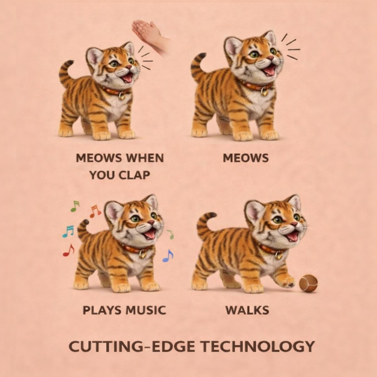 Interactive Pet Toy Robotic Tiger Cub with Walking Meowing and Tail Wagging Action - Image 7