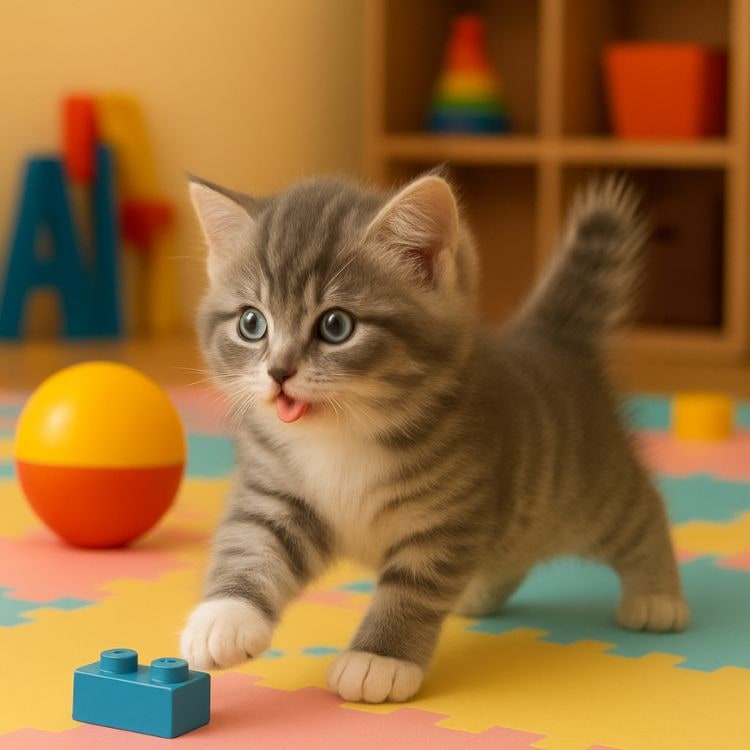 Interactive Toy Cat with Walking and Meowing Action Plush Grey Tabby Electronic Pet - Image 3