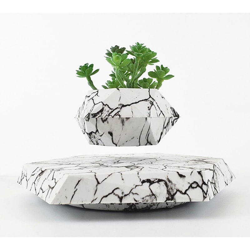 Kids' Levitating Plant Pot with Floating Marble Base and 360-Degree Rotation for Indoor Ceramic - Image 9