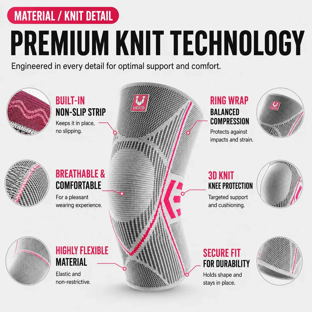 Knee Compression Sleeve with Non-Slip Support and Breathable Knit Design for Running - Image 5