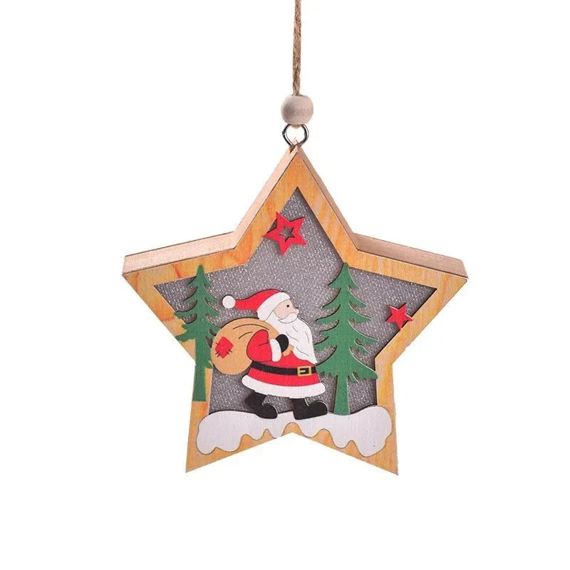 LED Christmas Ornament with Warm Glow Wooden Design and Energy Efficient Lights - Image 5