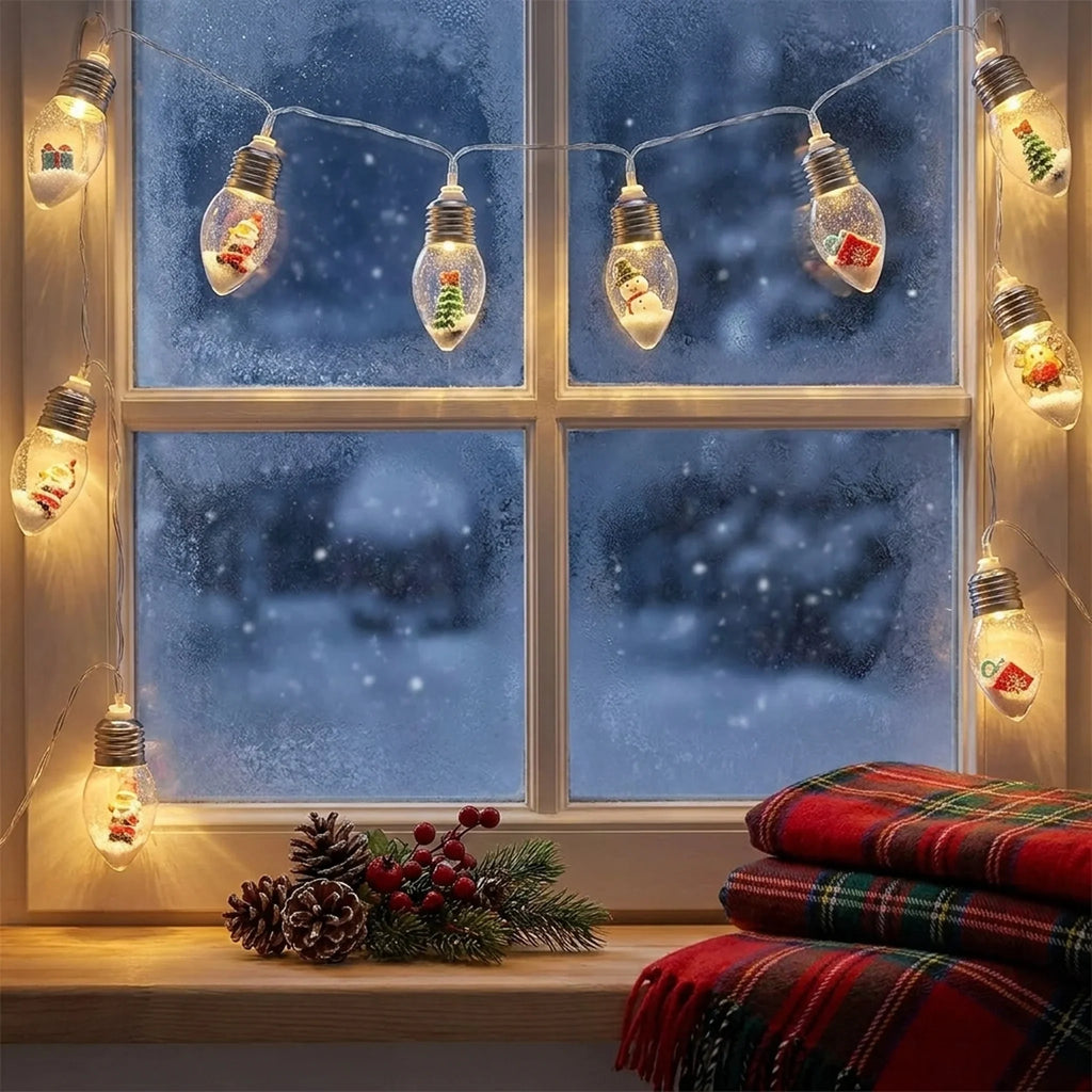LED Christmas String Lights with Hanging Miniature Figurine Bulbs and Warm White Glow - Image 3