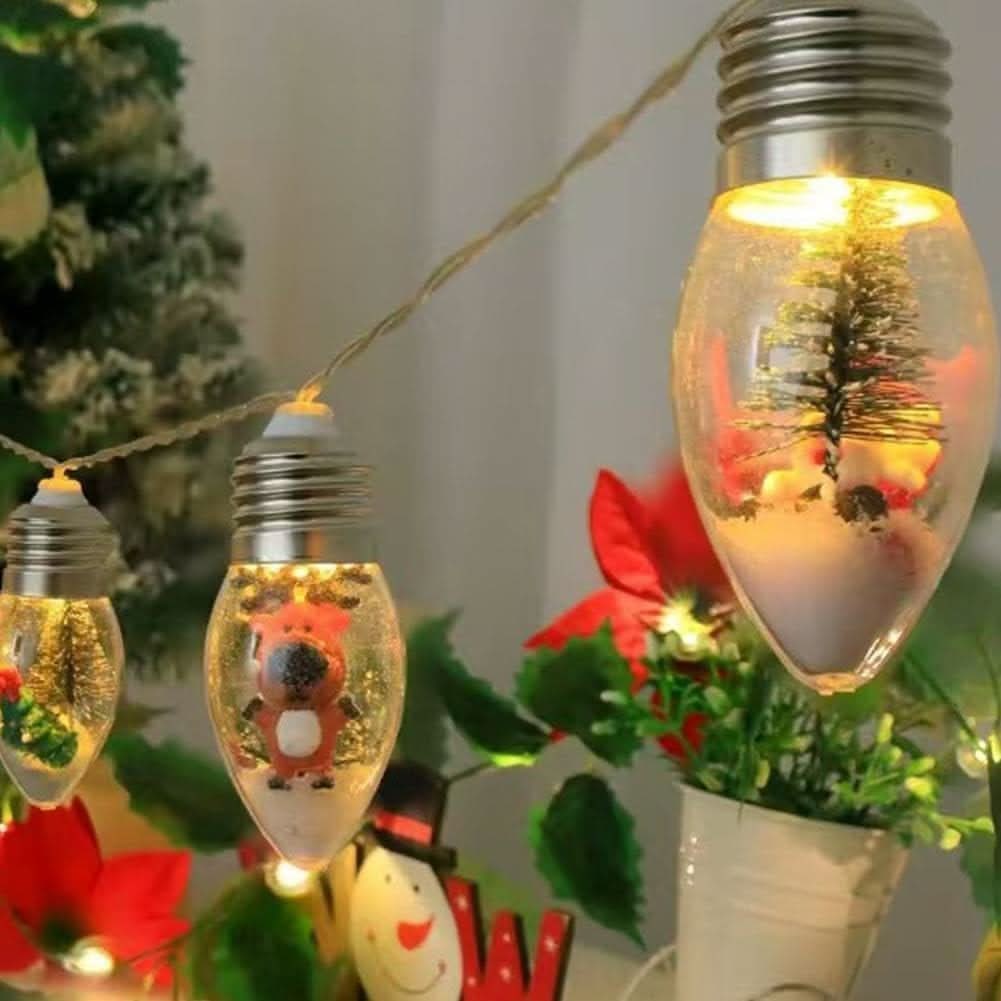 LED Christmas String Lights with Hanging Miniature Figurine Bulbs and Warm White Glow - Image 9