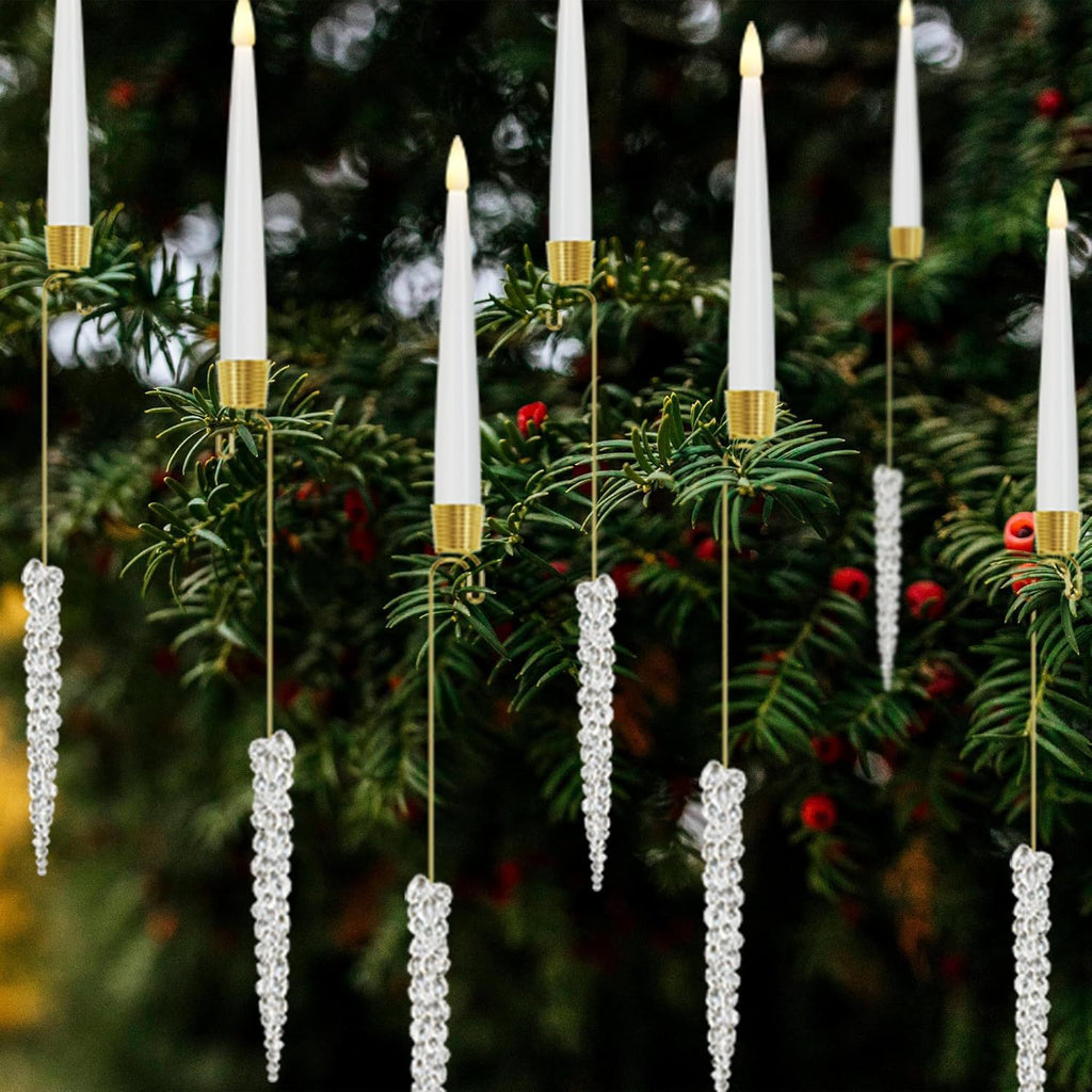 LED Christmas Tree Candles with Flickering Flame and Hanging Crystal Ornaments - Image 17