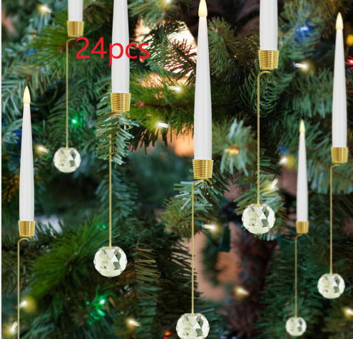 LED Christmas Tree Candles with Flickering Flame and Hanging Crystal Ornaments - Image 20