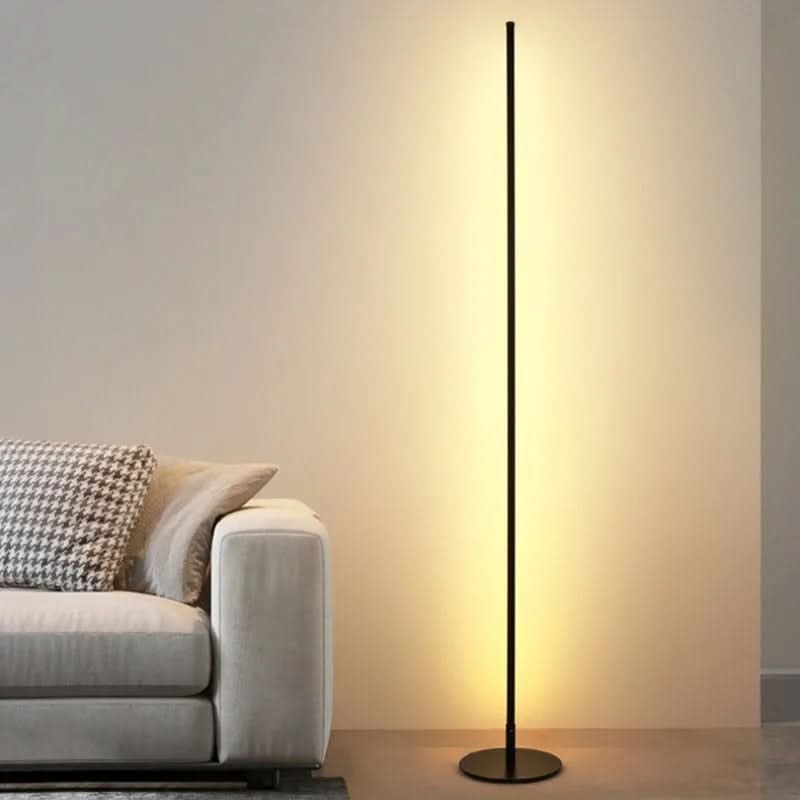 LED Floor Lamp Black Dimmable Minimalist with Slim Metal Pole and Warm White Light - Image 1