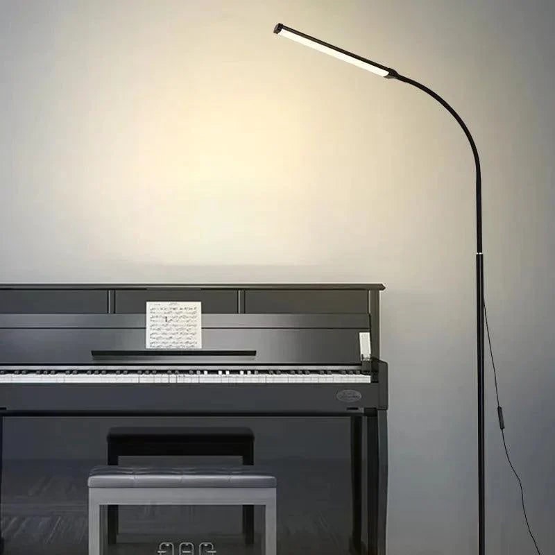 LED Floor Lamp with Adjustable Gooseneck Black Minimalist Modern Standing Light - Image 2