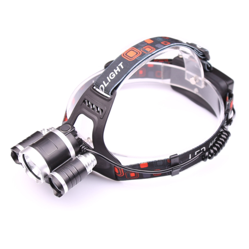 LED Headlamp Rechargeable with Zoomable Brightest Light and Adjustable Headband Red - Image 1