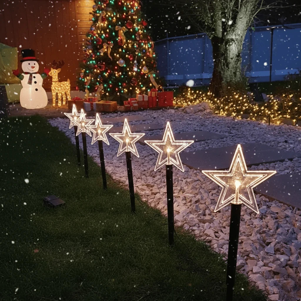 LED Pathway Lights with Star-Shaped Design Warm White Outdoor Christmas Set of 5 pieces - Image 4