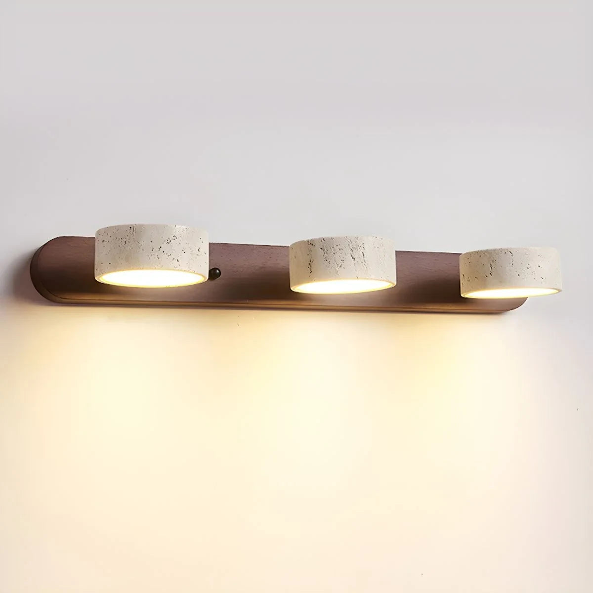 LED Wall Light with Travertine Stone and Wooden Backplate Modern Sconce - Image 10
