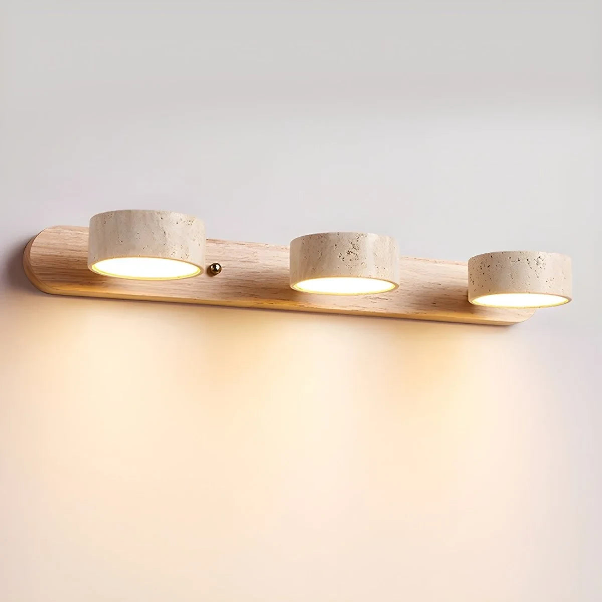 LED Wall Light with Travertine Stone and Wooden Backplate Modern Sconce - Image 14