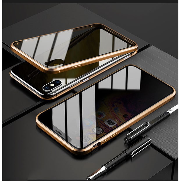 Magnetic Phone Case with Privacy Glass and Card Holder Tempered Protector Wallet - Image 1