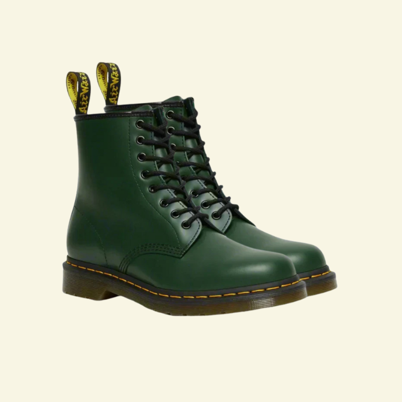 Men's Combat Boots with 8-Eyelet Lace-Up Leather Ankle Design and Rounded Toe - Image 2