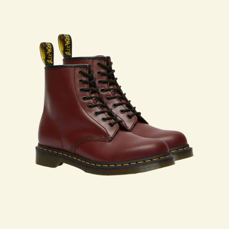 Men's Combat Boots with 8-Eyelet Lace-Up Leather Ankle Design and Rounded Toe - Image 3