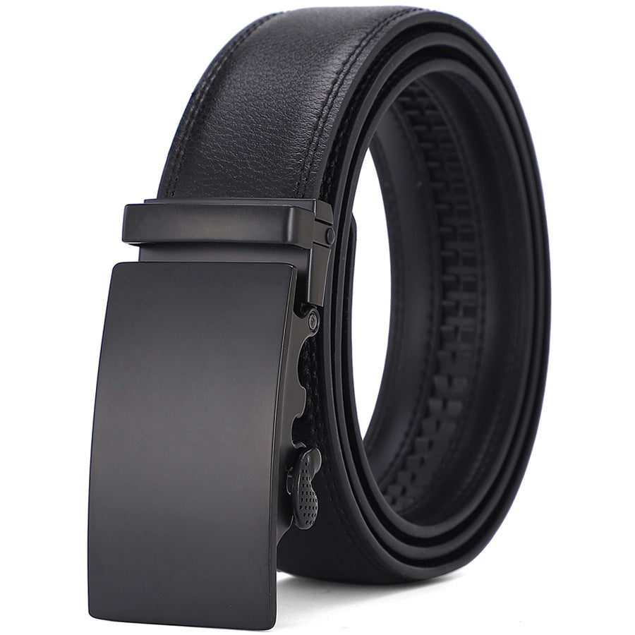 Men's Leather Belt with Automatic Ratchet Buckle and Adjustable Length - Image 6