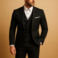 Men's Slim Fit Three Piece Suit with Notched Lapel and Welt Pockets - Image 1