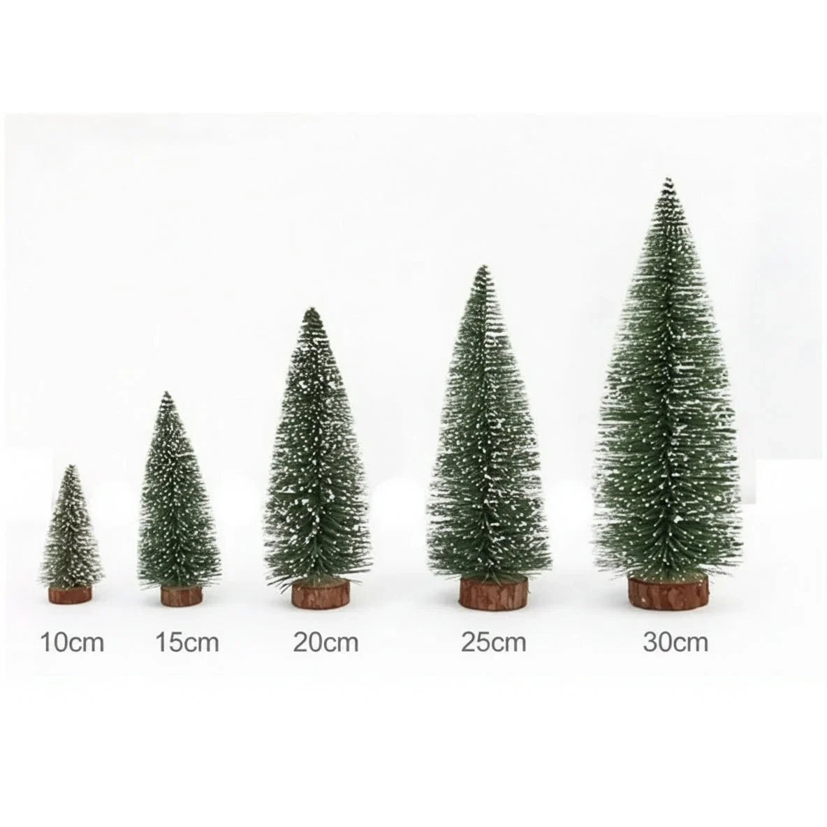Mini Christmas Trees Bottle Brush with Frosted Snow Tips and Wooden Base - Image 6