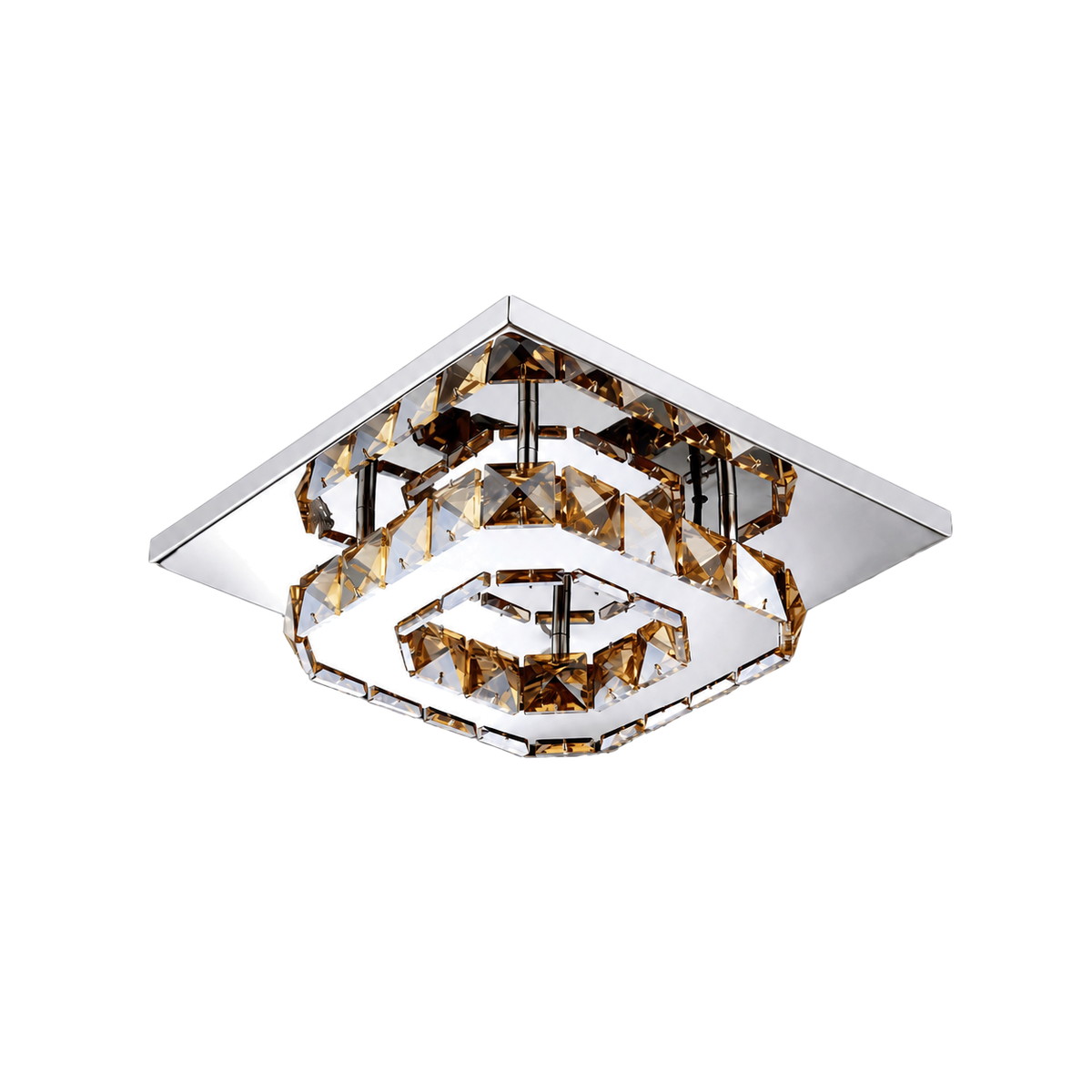 Flush Mount LED Ceiling Light with Crystal and Square Design for Bedroom Fixtures