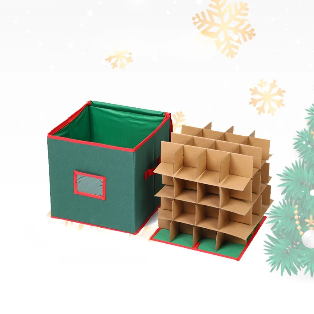 Ornament Storage Box with Dividers and Viewing Window for Christmas Tree Décor - Image 3