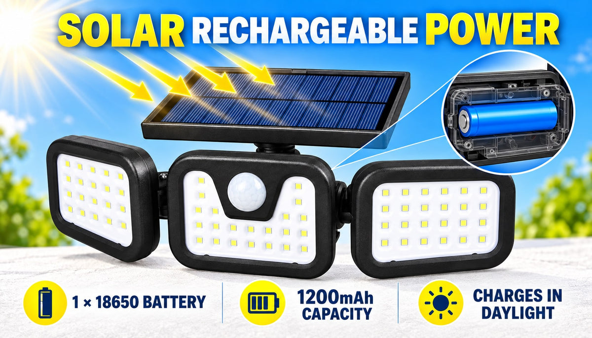 Outdoor Solar Light with Motion Sensor Three Adjustable LED Heads and IP65 Waterproof Rating - Image 3