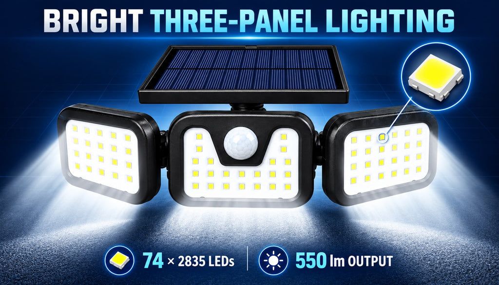 Outdoor Solar Light with Motion Sensor Three Adjustable LED Heads and IP65 Waterproof Rating - Image 7